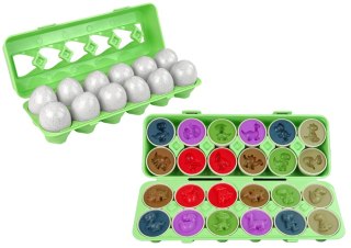 Edukacyjny Zestaw Jajek Sorter Dinozaury Układanka 12 Sztuk LEAN Toys