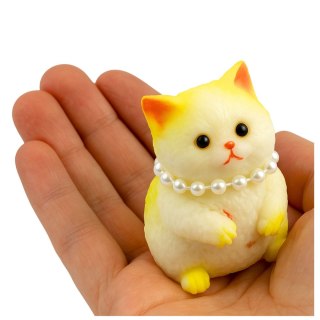 Gniotek Sensoryczny Miękki Kotek Z Perłami Biało-Żółty 7,5cm LEAN TOYS