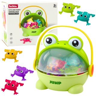 Gra Zręcznościowa Skaczące Żabki Pojemnik 15 Żabek Zielona LEAN Toys
