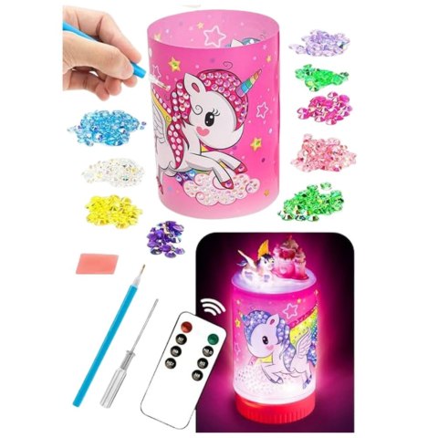 Zestaw Kreatywny Jednorożec W Słoiku Diamenty Lampka Nocna Pilot DIY LEAN Toys
