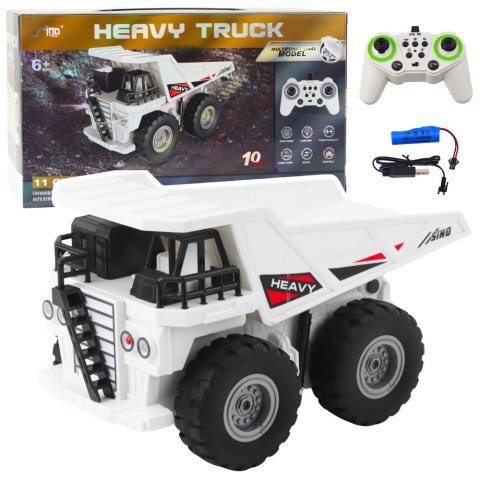 Ciężarówka Wywrotka Zdalnie Sterowana RC Światła Dźwięki Biała 1:24 LEAN Toys