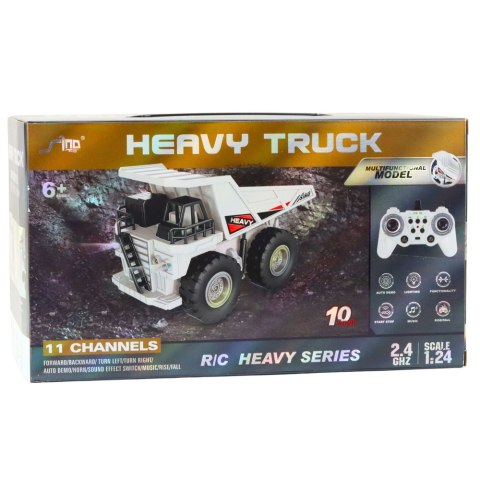 Koparka Gąsienicowa Zdalnie Sterowana RC Światła Dźwięki Biała 1:24 LEAN Toys