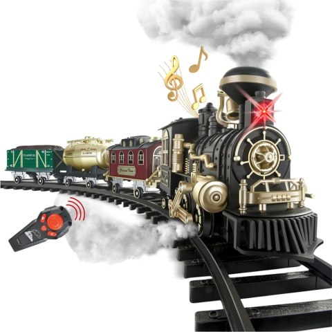 Kolejka Elektryczna Pociąg Klasyczny RC Światła Dźwięki Dym 206 cm 24 el. LEAN Toys