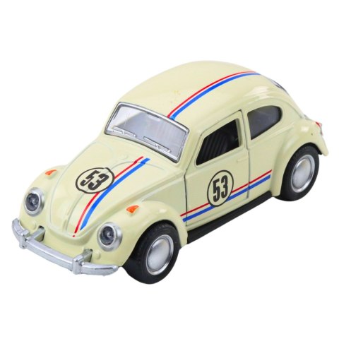 Samochód Klasyczny Garbus Metalowy Napęd Otwierane Drzwi Beżowy 1:32 LEAN TOYS
