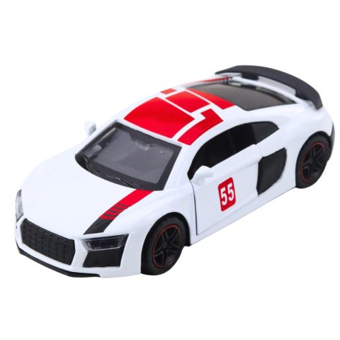 Samochód Sportowy Metalowy Napęd Pull Back Światła Dźwięki Biały 1:43 LEAN TOYS