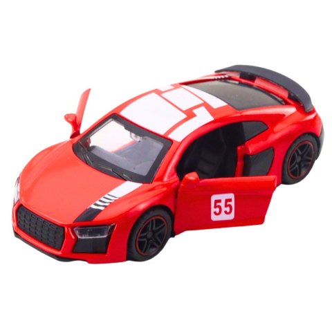 Samochód Sportowy Metalowy Napęd Pull Back Światła Dźwięki Czerwony 1:43 LEAN TOYS