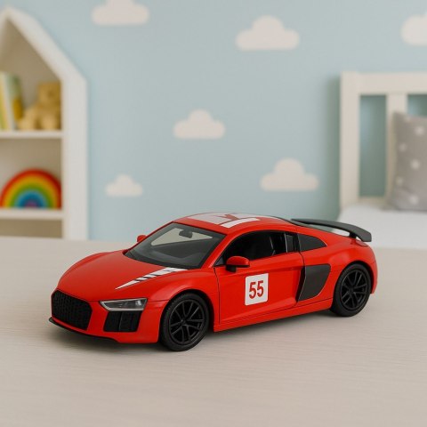Samochód Sportowy Metalowy Napęd Pull Back Światła Dźwięki Czerwony 1:43 LEAN TOYS