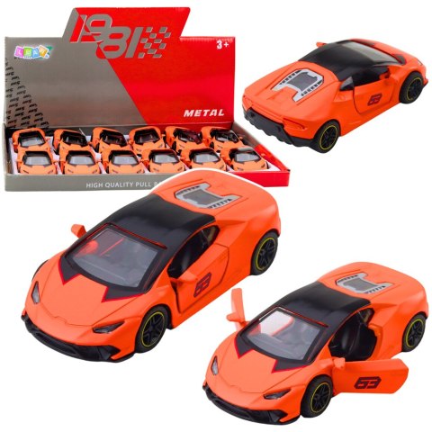 Samochód Sportowy Napęd Pull Back Metalowy Pomarańczowy 1:43 LEAN TOYS