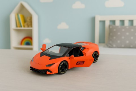 Samochód Sportowy Napęd Pull Back Metalowy Pomarańczowy 1:43 LEAN TOYS
