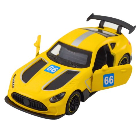 Samochód Wyścigowy Metalowy Napęd Otwierane Drzwi Żółty 1:43 LEAN TOYS