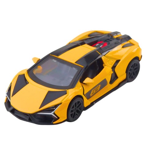 Samochód Wyścigowy Sportowy Metalowy Napęd Otwierane Drzwi Żółty 1:32 LEAN TOYS