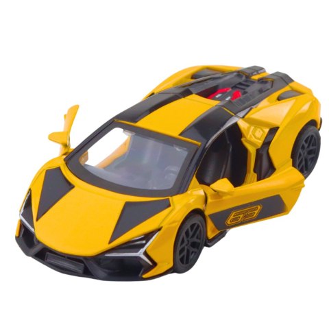 Samochód Wyścigowy Sportowy Metalowy Napęd Otwierane Drzwi Żółty 1:32 LEAN TOYS