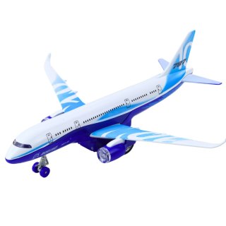Samolot Pasażerski Z Napędem Pull Back Metalowy Światła Dźwięki 23 cm LEAN TOYS