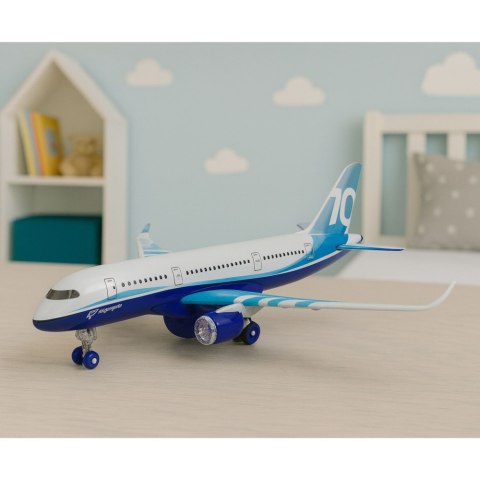 Samolot Pasażerski Z Napędem Pull Back Metalowy Światła Dźwięki 23 cm LEAN TOYS