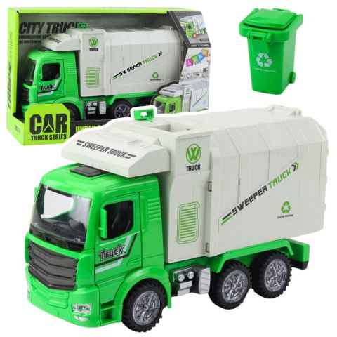 Ciężarówka Śmieciarka Miejska Światła Dźwięki Zielona LEAN Toys