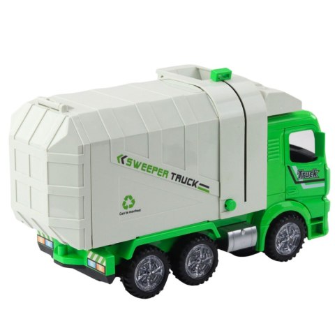 Ciężarówka Śmieciarka Miejska Światła Dźwięki Zielona LEAN Toys