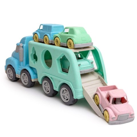 Ciężarówka Laweta Sorter Edukacyjny Z Autkami Klocki Pastelowa BIO Plastik LEAN Toys