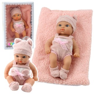 Lalka Bobas Niemowlak Z Kocykiem Biało-Różowe Ubranko Czapeczka 18 cm LEAN Toys