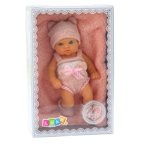 Lalka Bobas Niemowlak Z Kocykiem Biało-Różowe Ubranko Czapeczka 18 cm LEAN Toys