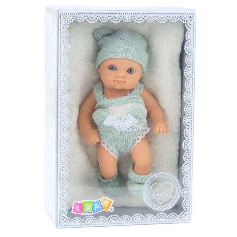 Lalka Bobas Niemowlak Z Kocykiem Biało-Szare Ubranko Czapeczka 18 cm LEAN Toys