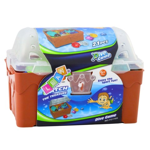 Zestaw Skarbów W Skrzyni Do Nurkowania Zabawy W Wodzie Brązowa 21 el. LEAN Toys