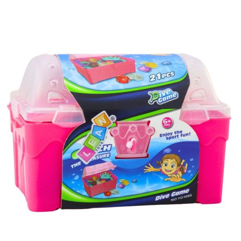 Zestaw Skarbów W Skrzyni Do Nurkowania Zabawy W Wodzie Różowa 21 el. LEAN Toys