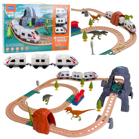 Zestaw Pociąg Kolejka Elektryczna Park Dinozaurów Światła Dźwięki 76 cm LEAN Toys