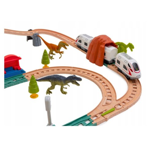 Zestaw Pociąg Kolejka Elektryczna Park Dinozaurów Światła Dźwięki 76 cm LEAN Toys