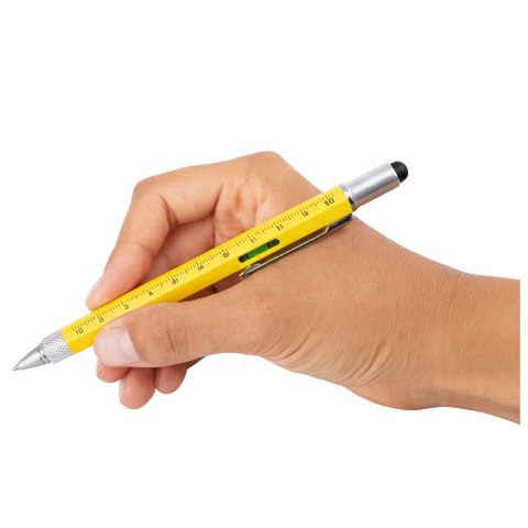 Długopis Wielofunkcyjny 8w1 Poziomica Latarka LED Śrubokręt Żółty LEAN