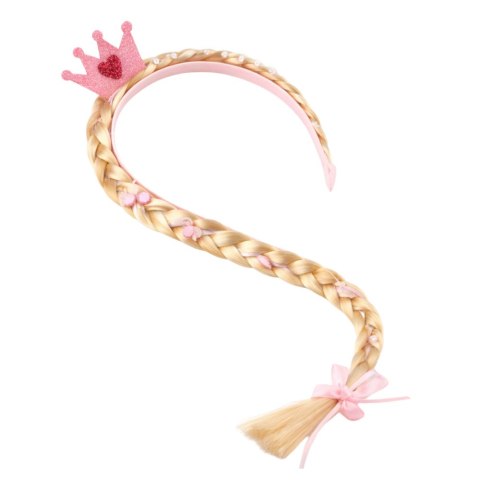Opaska Z Długim Warkoczem Różowa Wstążka Diamenty Korona 50 cm LEAN Toys
