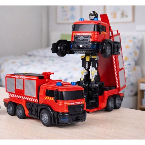 Robot Samochód Straż Pożarna 2w1 Zdalnie Sterowany RC Światła Dźwięki Woda LEAN Toys