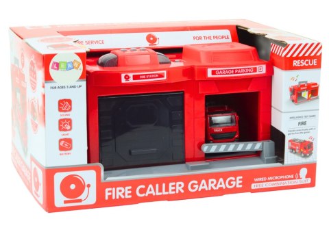 Garaż Baza Remiza Strażacka Wóz 1:32 Krótkofalówka Światła Dźwięki LEAN Toys