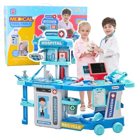 Zestaw Lekarski Szpital W Walizce 2w1 Światła Dźwięki Akcesoria LEAN Toys