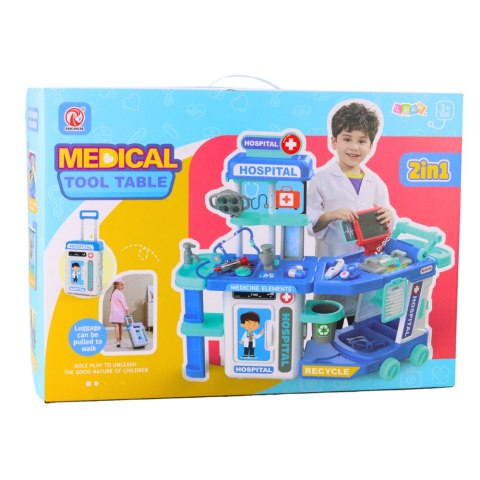 Zestaw Lekarski Szpital W Walizce 2w1 Światła Dźwięki Akcesoria LEAN Toys