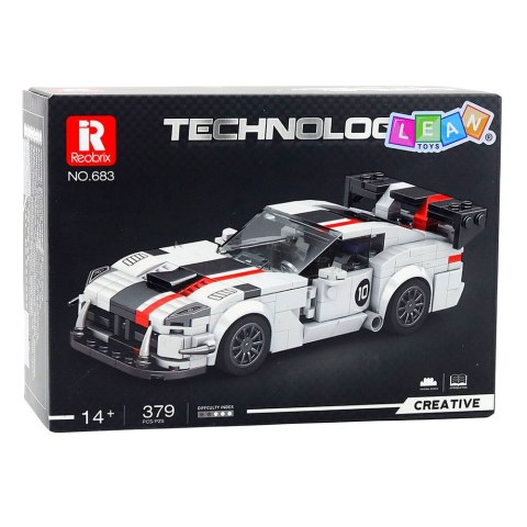Klocki Konstrukcyjne Samochód Sportowy VIPER Biało-Czerwony 379 el. LEAN Toys