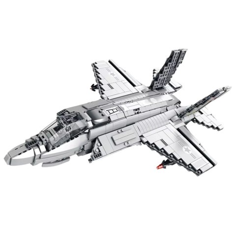 Klocki konstrukcyjne Samolot Myśliwski F-35 Lightning II Szary 1490 el. LEAN Toys