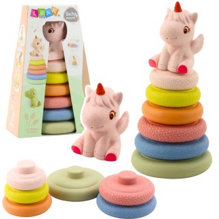 Miękka Piramida Sensoryczna Jednorożec Gumowa EKO Kolorowa LEAN Toys