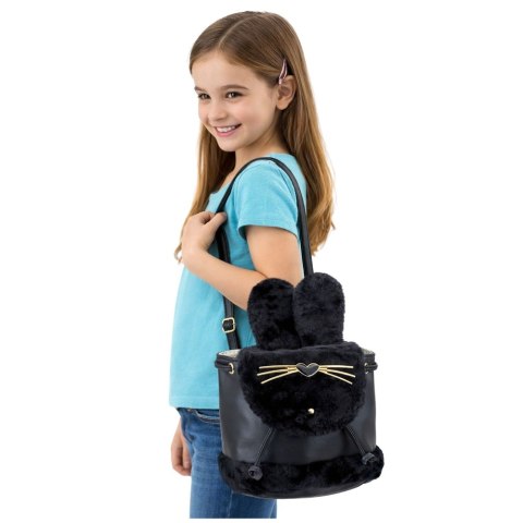 Plecak Dziecięcy Pluszowy Uszy Regulowany Pasek Czarny 22cm 4L LEAN