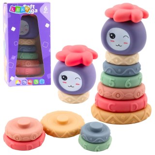 Wieża z Miękkich Klocków Piramida Sensoryczna Kolorowa 8 el. LEAN Toys