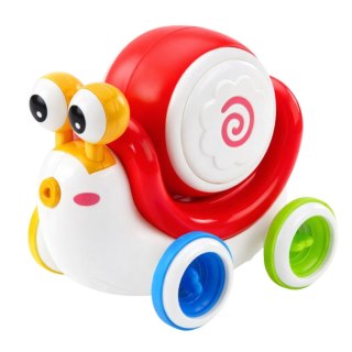 Interaktywny Ślimak Jeżdżący Bębenek Muzyczny Edukacyjny Czerwony LEAN Toys
