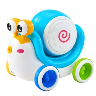 Interaktywny Ślimak Jeżdżący Bębenek Muzyczny Edukacyjny Niebieski LEAN Toys