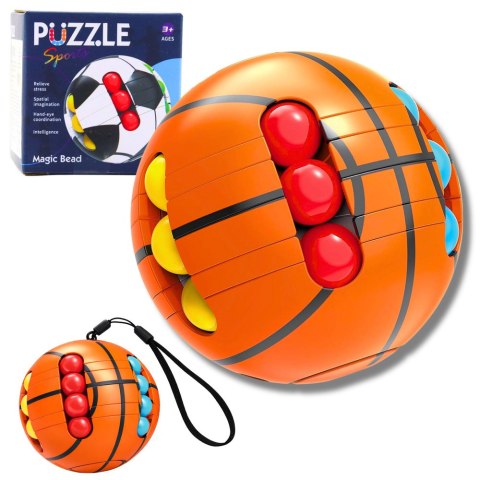 Piłka Łamigłówka Zręcznościowa Logiczna Sensoryczna Dla Dzieci Pomarańczowa LEAN Toys