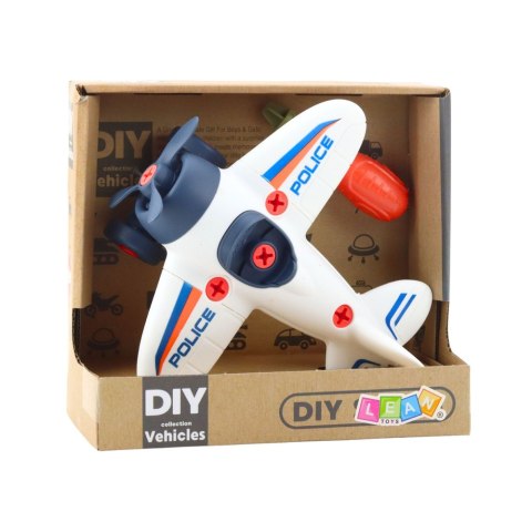 Zestaw Kreatywny DIY Samolot do Skręcania Policyjny Śrubokręt LEAN TOYS