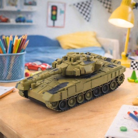 Czołg Wojskowy T90 Zdalnie Sterowany RC Światła Dźwięki Piaskowy 1:18 LEAN Toys