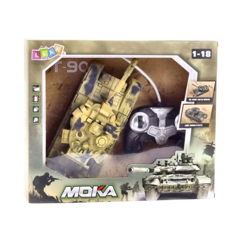 Czołg Wojskowy T90 Zdalnie Sterowany RC Światła Dźwięki Piaskowy 1:18 LEAN Toys