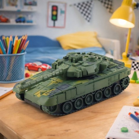 Czołg Wojskowy T90 Zdalnie Sterowany RC Światła Dźwięki Zielony 1:18 LEAN Toys