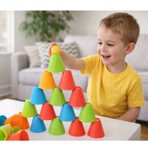 Gra Zręcznościowa Edukacyjna Szybkie Kubeczki 3w1 Piłki Kubki 38 el. LEAN Toys