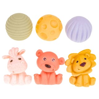 Zestaw Miękkie Klocki Sensoryczne Edukacyjne EKO Guma Zwierzęta 18 el. LEAN Toys