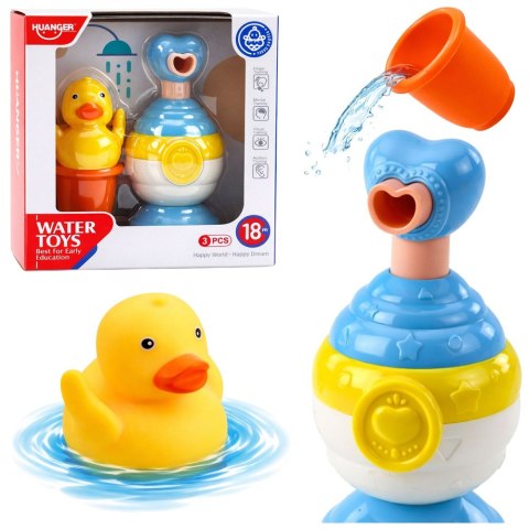 Zestaw Zabawki Do Kąpieli Kaczuszka Dozownik Mydła Kubeczek Niebieski LEAN Toys