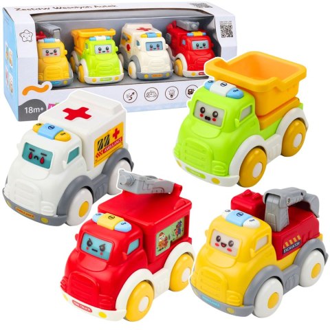 Zestaw Autka Miejskie Dla Malucha Napęd Ruchome Elementy Światła Dźwięki LEAN Toys